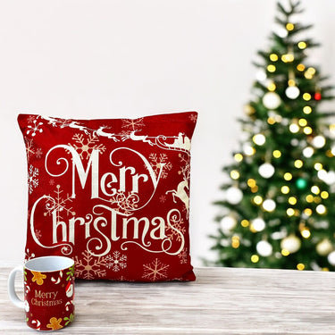 Merry Christmas Ceramic Mug & Cushion Set